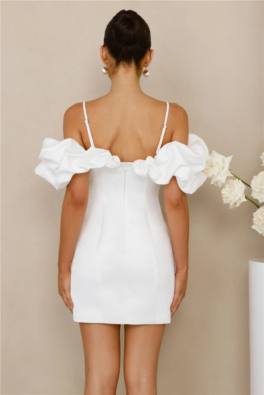 Love On Lock Off Shoulder Mini Dress White
