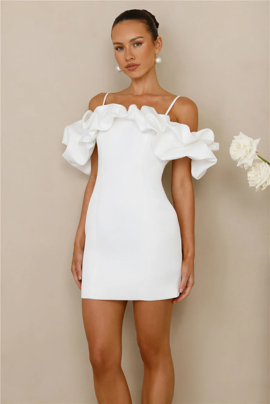 Love On Lock Off Shoulder Mini Dress White