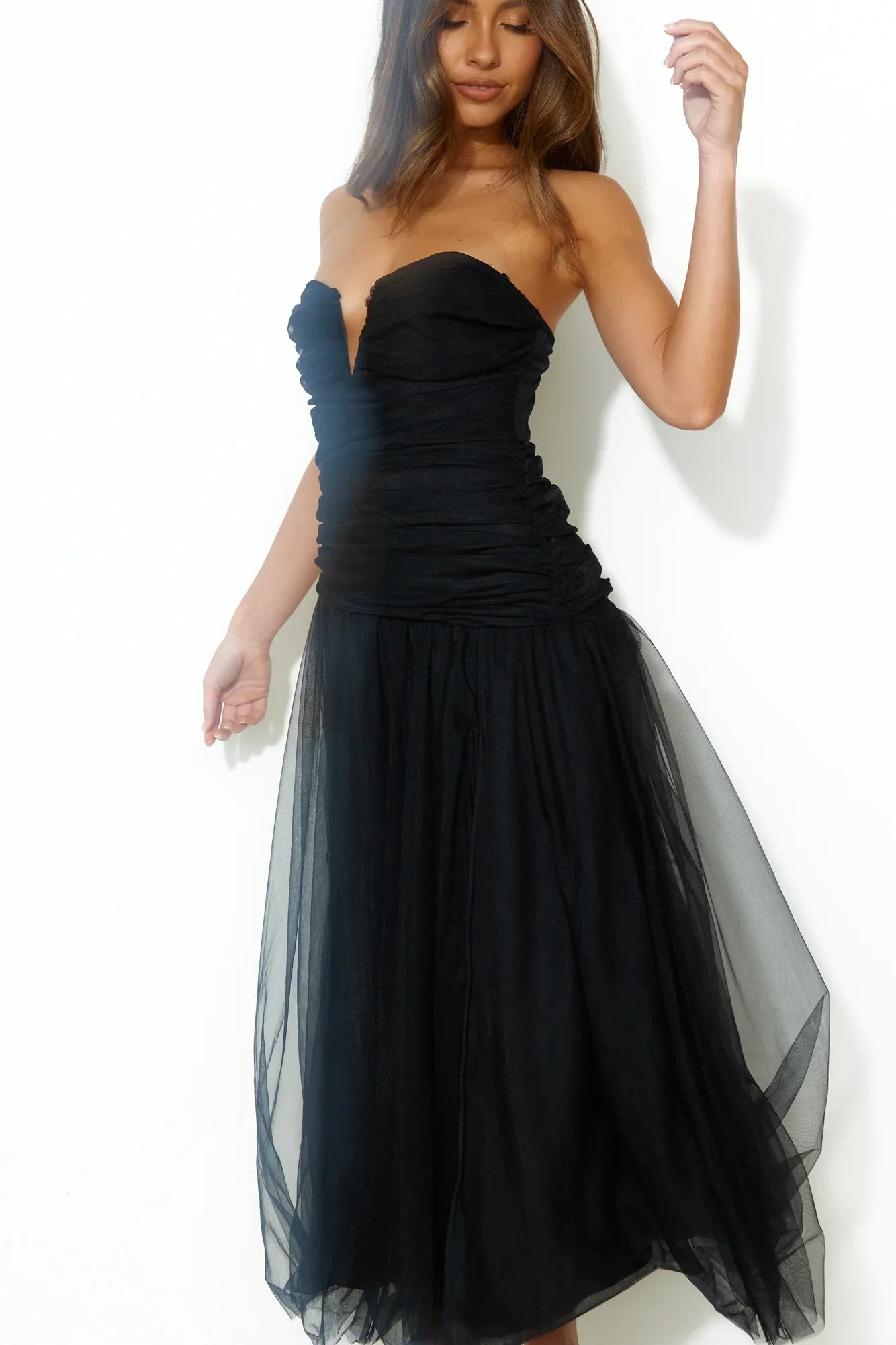 Under Stars Tulle Maxi Dress Black