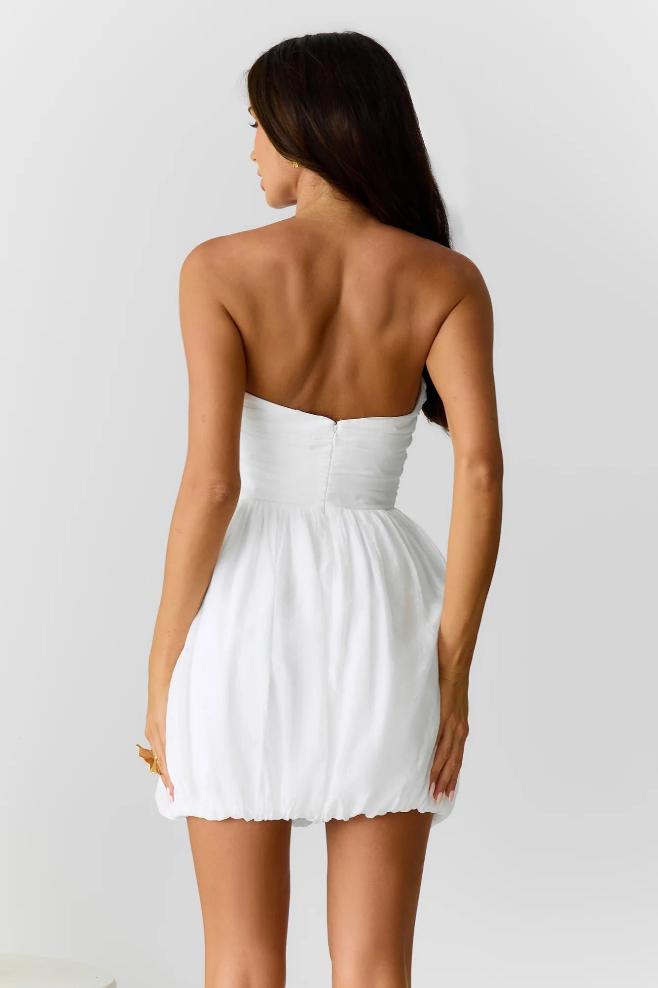 Lover In Lisbon Strapless Bubble Mini Dress White